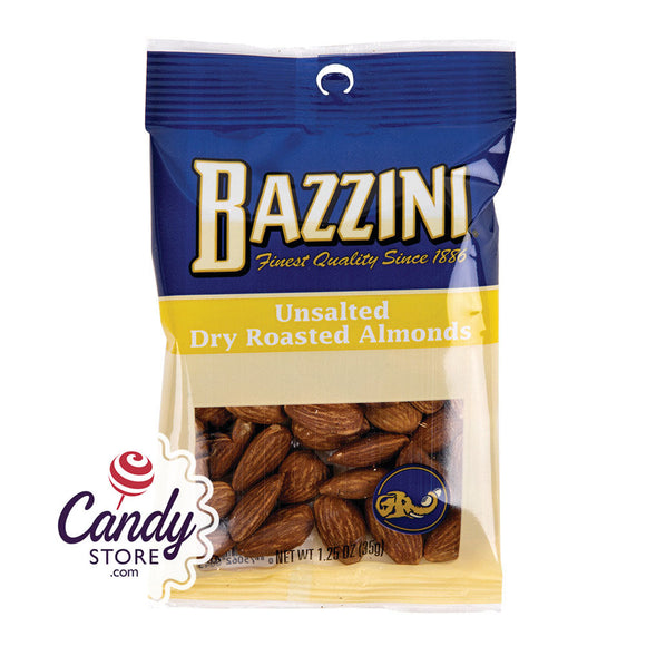 Bazzini No Salt Dry Roast Almonds 1.5oz Peg Bags - 12ct CandyStore.com
