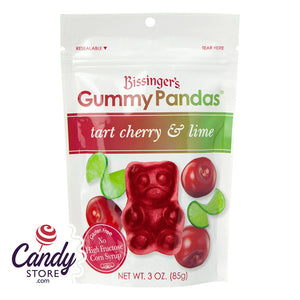 Bissinger's Tart Cherry And Lime Gummy Pandas 3oz Pouch - 12ct CandyStore.com