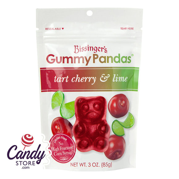 Bissinger's Tart Cherry And Lime Gummy Pandas 3oz Pouch - 12ct CandyStore.com