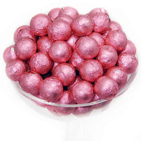 Bright Pink Foil Chocolate Balls - 10lb CandyStore.com