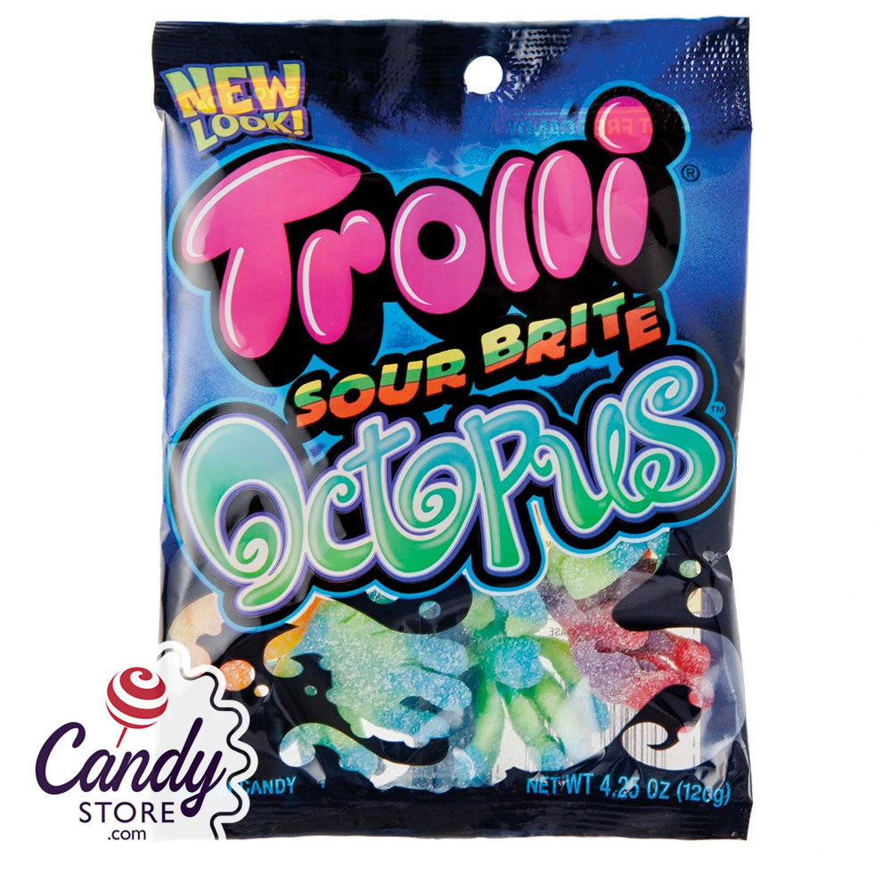 Brite Octopus Sour Gummi Trolli Candy 12ct Peg Bags 