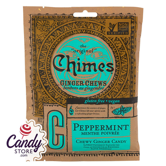 Chimes Peppermint Ginger Chews 5oz Peg Bags - 20ct CandyStore.com