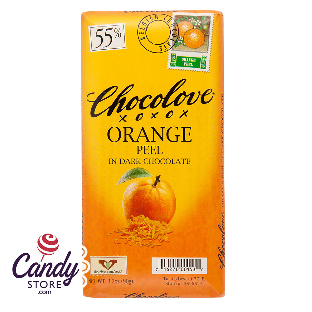 Chocolove Xoxo Orange Peel Dark Chocolate Bars 12ct