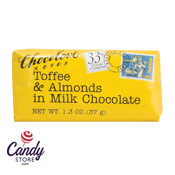 Chocolove Xoxo Toffee & Almond Milk Chocolate Mini Bars - 12ct CandyStore.com