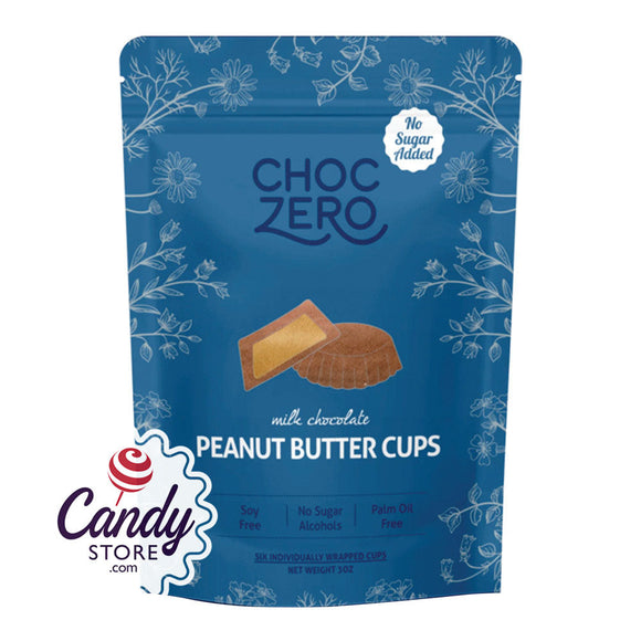 Choczero No Sugar Added Milk Chocolate Peanut Butter Cups 3oz Pouch - 12ct CandyStore.com