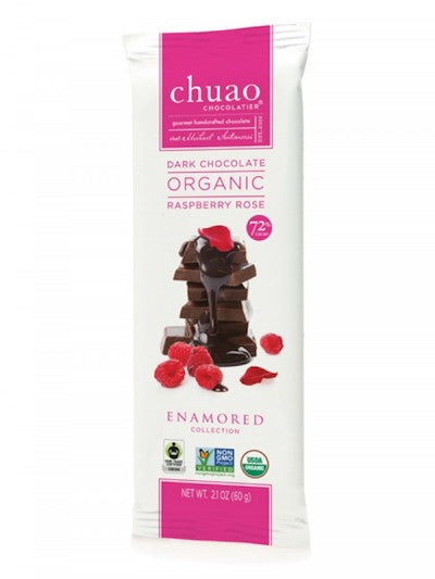 Chuao Dark Chocolate Raspberry Rose Organic Bars - 24ct CandyStore.com