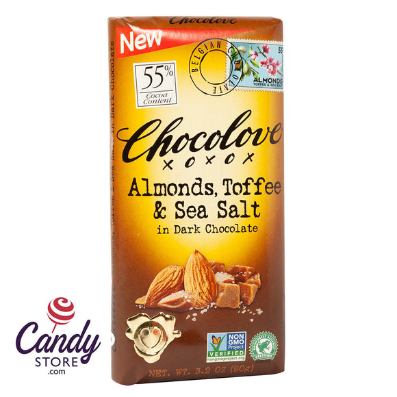 Dark Chocolate Chocolove Almond Toffee And Sea Salt 3.2oz - 12ct CandyStore.com