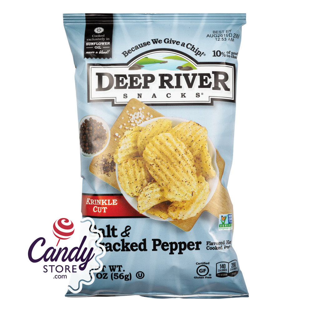 Deep River Salt & Cracked Pepper Krinkle Cut Kettle Chips 2oz Bags 24ct