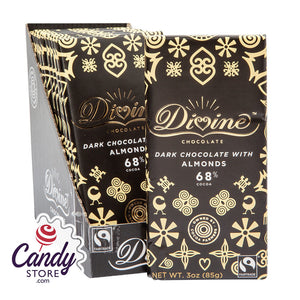 Divine Dark Chocolate With Almonds 3oz Bar - 12ct CandyStore.com