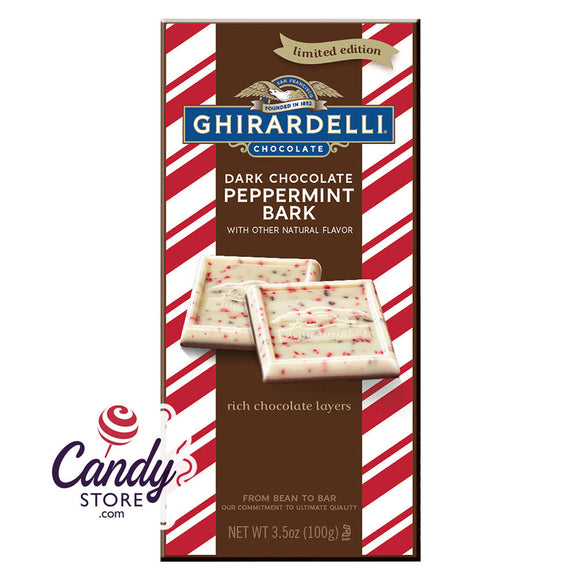 Ghirardelli Dark Chocolate Peppermint Bark 3.5oz Bar - 16ct CandyStore.com