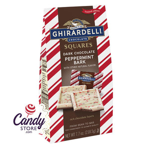 Ghirardelli Dark Chocolate Peppermint Bark Squares 7.7oz Bags - 12ct CandyStore.com