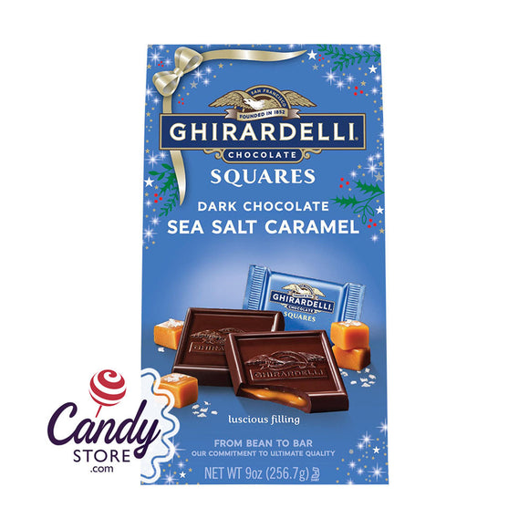 Ghirardelli Dark Chocolate Sea Salt Caramel Square 9oz Large Bags - 12ct CandyStore.com