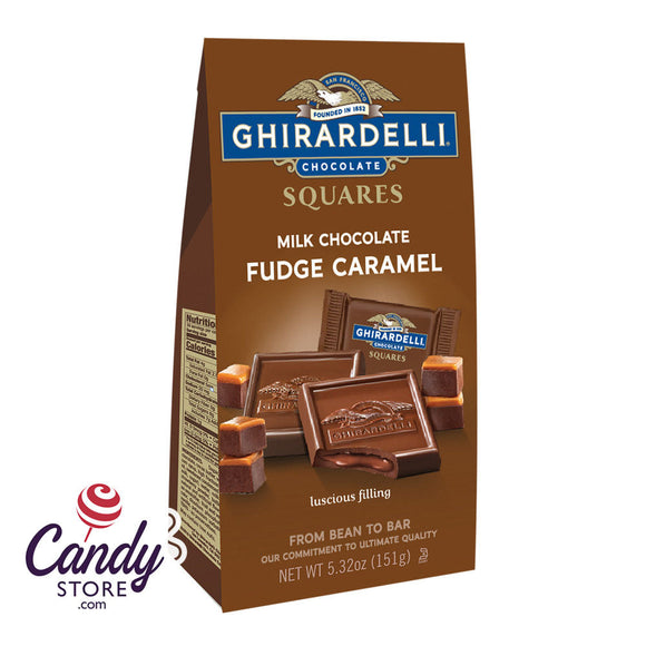 Ghirardelli Milk Chocolate Fudge Caramel Filled Squares 5.3oz Bag - 6ct CandyStore.com