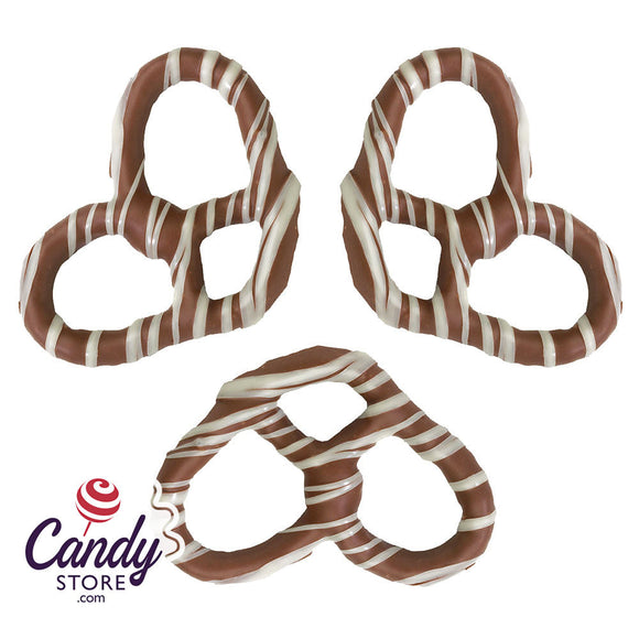 Giambri's White Stripes Milk Chocolate Covered Pretzel - 3lb CandyStore.com