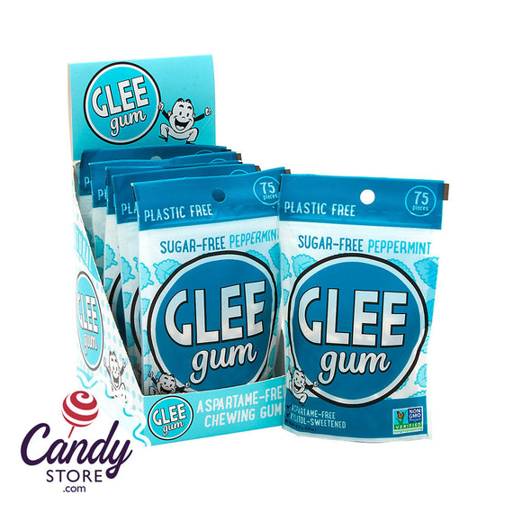 Glee Gum Sugar Free Peppermint Gum 75-Piece Pouch - 6ct CandyStore.com
