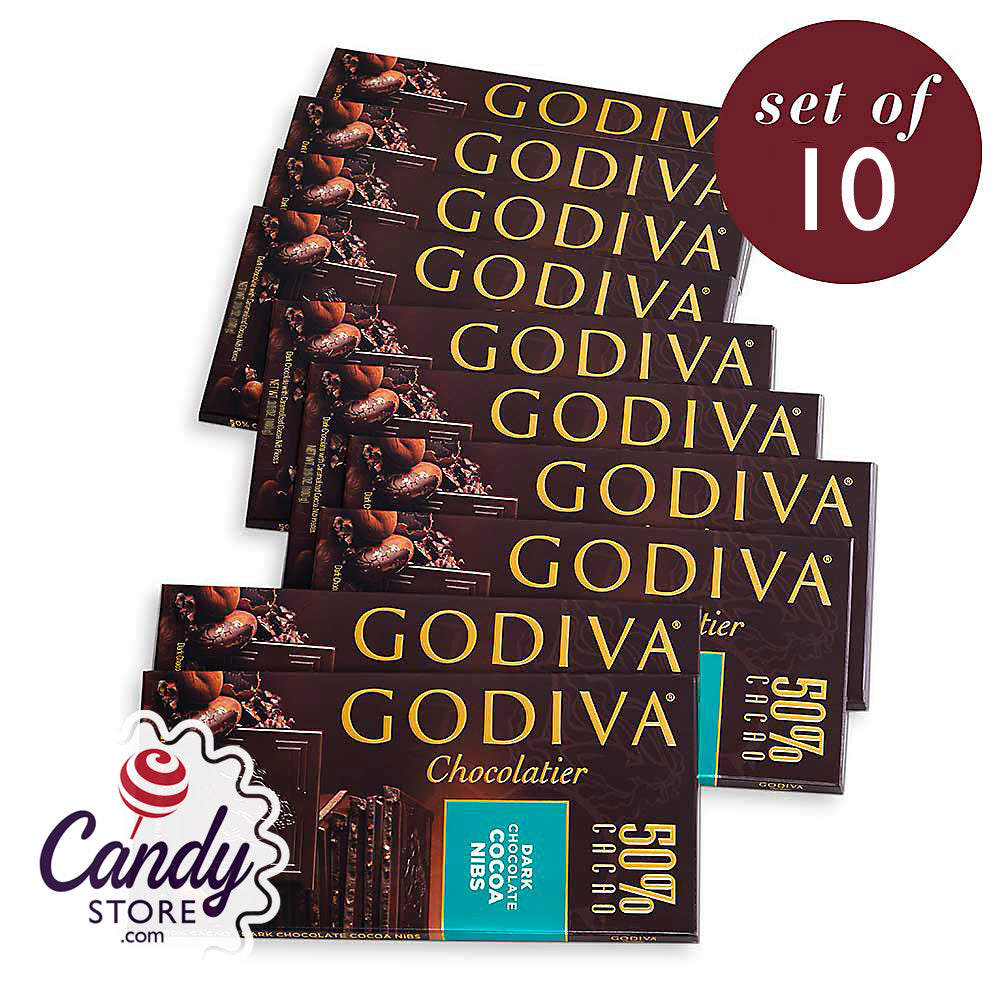 Godiva Dark Chocolate Nibs Tablet Bars 10ct CandyStore