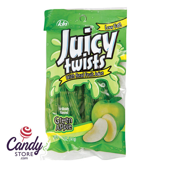 Green Apple Juicy Twists 5oz Peg Bag - 12ct CandyStore.com