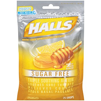 Halls Sugar Free Honey Lemon Peg Bags - 12ct CandyStore.com