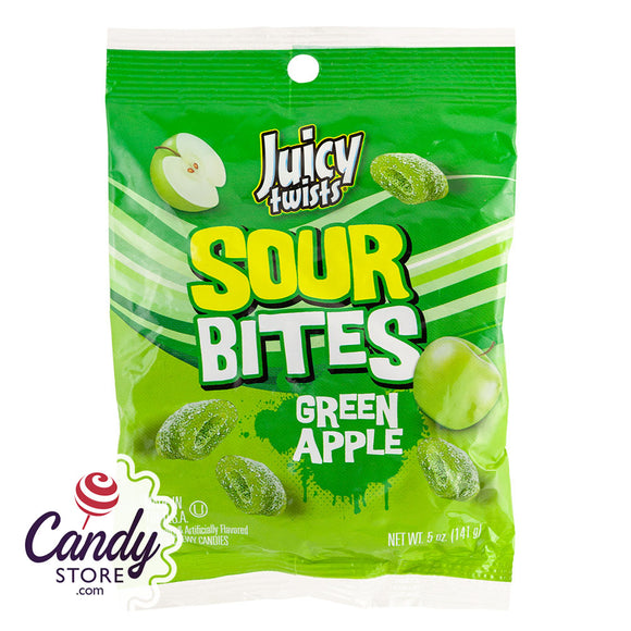 Kenny's Juicy Twists Sour Bites Green Apple 5oz Peg Bag - 12ct CandyStore.com