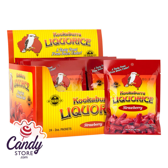 Kookaburra Strawberry Liquorice 2oz Peg Bag - 24ct CandyStore.com