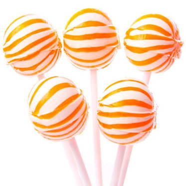 Large Orange Striped Ball Lollipops - 100ct CandyStore.com