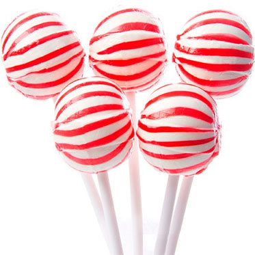 Large Red Striped Ball Lollipops - 100ct CandyStore.com