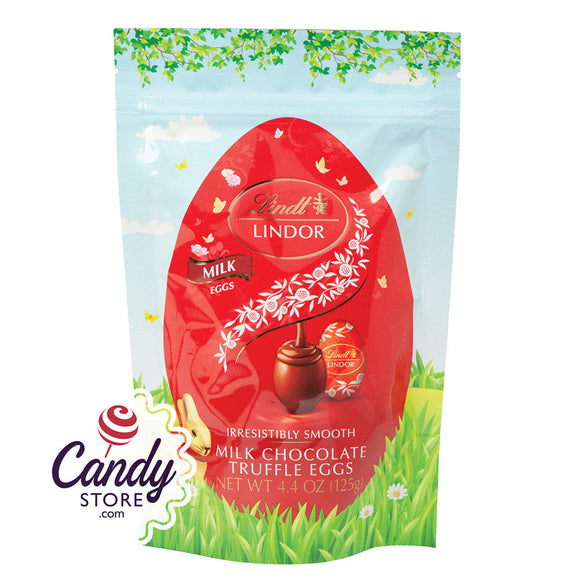 Lindt Lindor Milk Chocolate Truffle Eggs 4.4oz Pouch - 8ct CandyStore.com