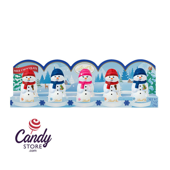Lindt Mini Milk Chocolate Snowmen 5-Piece 1.7oz Tray - 12ct CandyStore.com