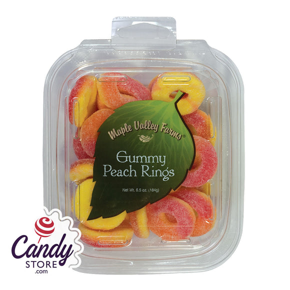 Maple Valley Farms Gummy Peach Rings 6.5oz Peg Tub - 6ct CandyStore.com
