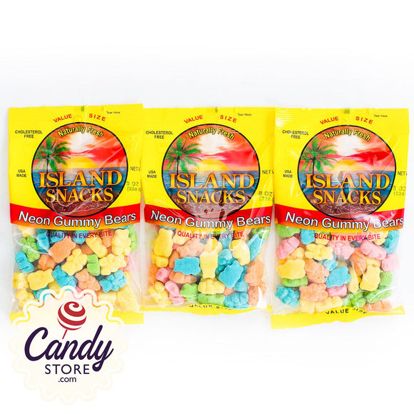 Neon Gummy Bears Island Snacks - 6ct Bags CandyStore.com