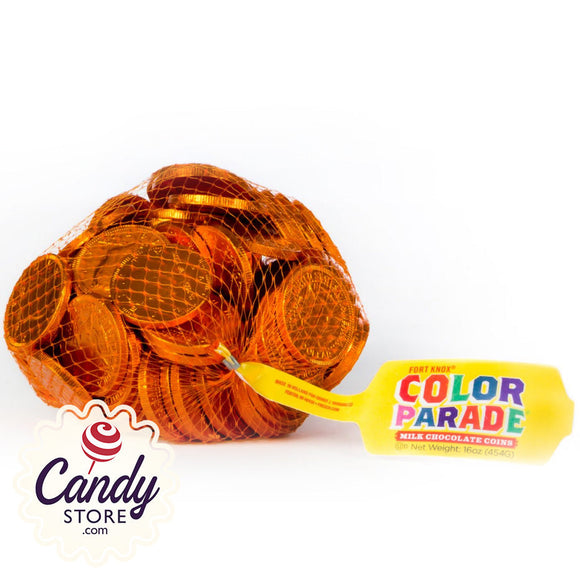 Orange Chocolate Coins Fort Knox 1.5-inch - 1lb CandyStore.com
