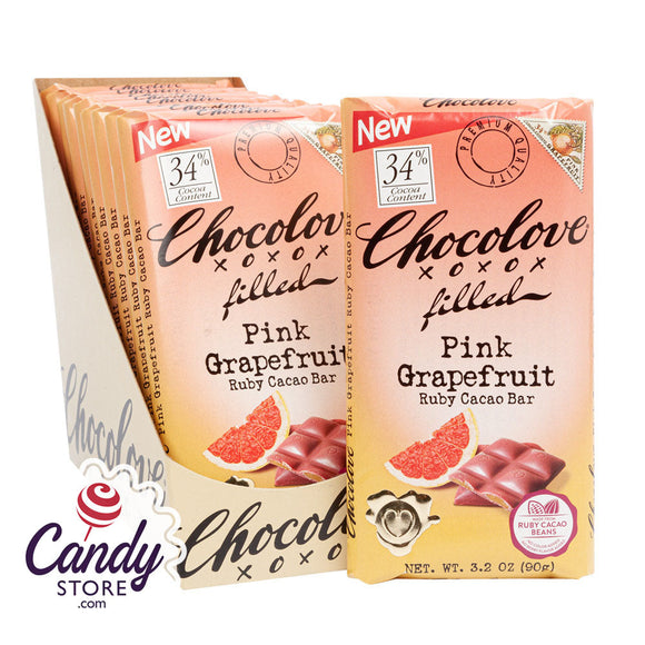 Pink Grapefruit Ruby Cocoa Chocolove 3.2oz Bar - 10ct CandyStore.com