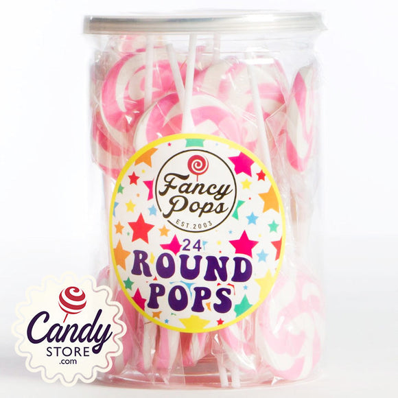 Pink Mini Round Lollipops Fancy Pops - 24ct CandyStore.com