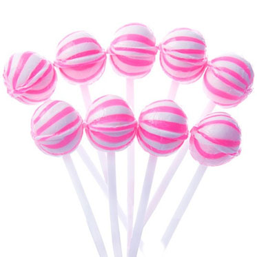 Pink Striped Ball Petite Lollipops - 400ct CandyStore.com