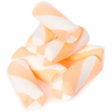 Puffy Poles Orange & White Jumbo Marshmallow Twists - 2.2lb CandyStore.com