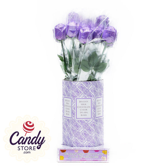 Purple Foil Milk Chocolate Roses - 20ct CandyStore.com