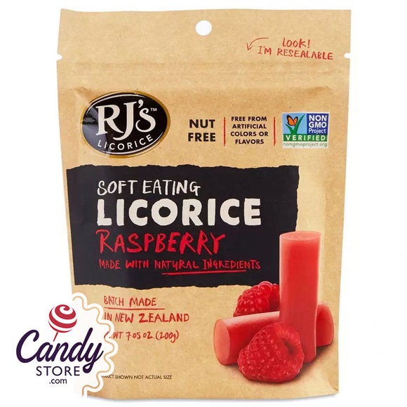 RJ's Soft Eating Raspberry Licorice Bites Peg Bags - 8ct CandyStore.com