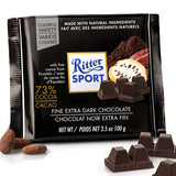 Ritter Sport Extra Fine Dark Chocolate 73% - 9ct CandyStore.com