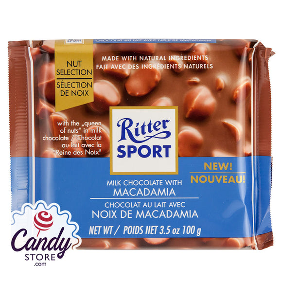 Ritter Sport Milk Chocolate With Macadamia Nuts 3.5oz Bar - 11ct CandyStore.com