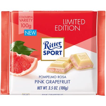 Ritter Sport Milk Chocolate with Pink Grapefruit Cream - 12ct CandyStore.com