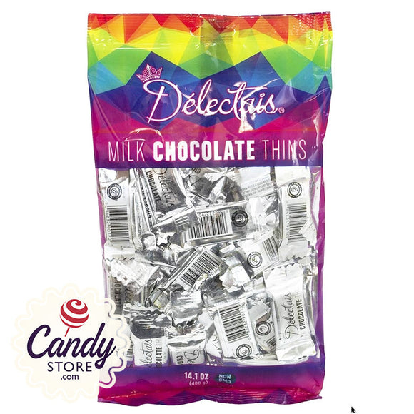 Silver Delectais Milk Chocolate Thins Bags - 14.1oz CandyStore.com
