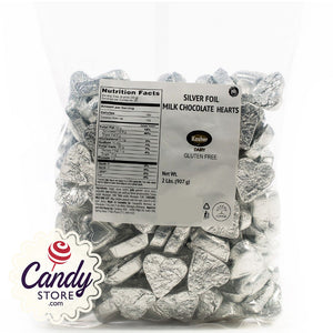 Silver Foil Chocolate Hearts - 2lb Bulk CandyStore.com
