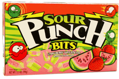 Sour Punch Bites Strawberry Watermelon Theater Size - 12ct CandyStore.com