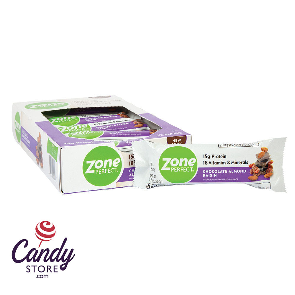 Zone Bars Chocolate Almo Raisin Bar 1.76oz 12ct