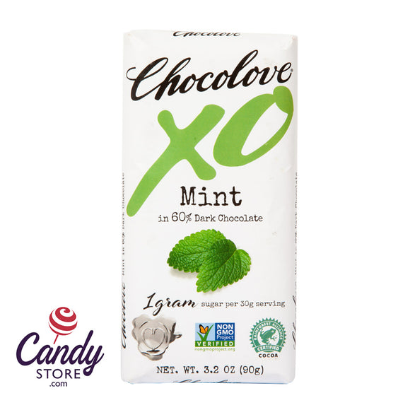 Chocolove XO Mint In 60% Dark Chocolate Bars - 12ct (No Sugar Added)