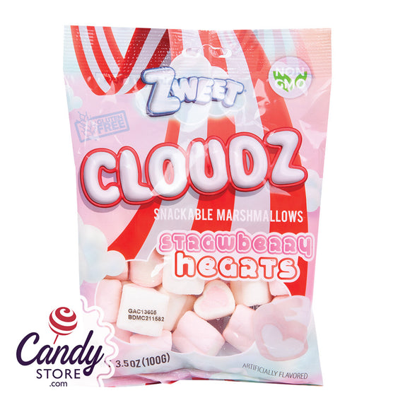Marshmallow Strawberry Hearts Zweet Cloudz - 24ct Peg Bags