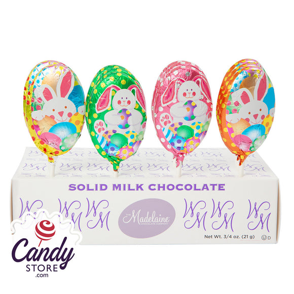 Milk Chocolate Foiled Easter Egg Lollipop Madelaine - 24ct