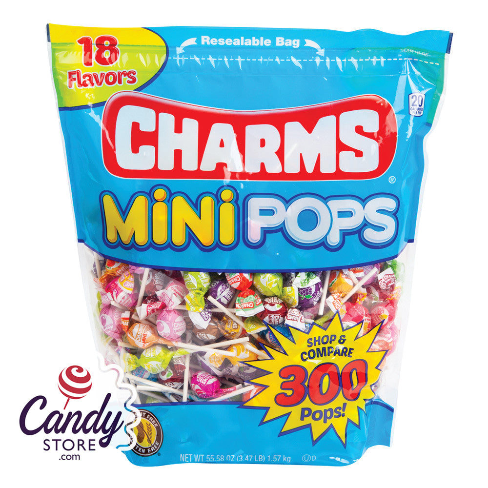 Mini Charms Pops 300-Count Lollipop Bags 6ct 