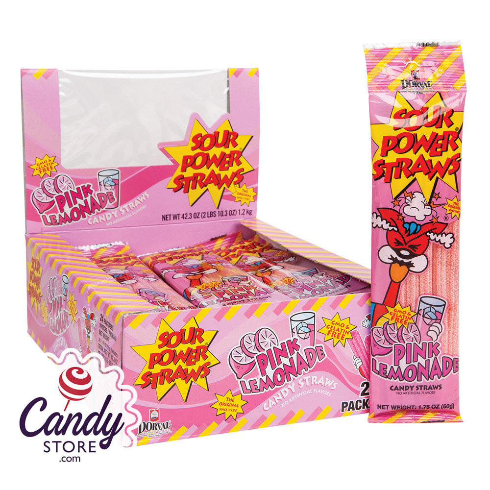 Sour Power Straws Pink Lemonade 24ct