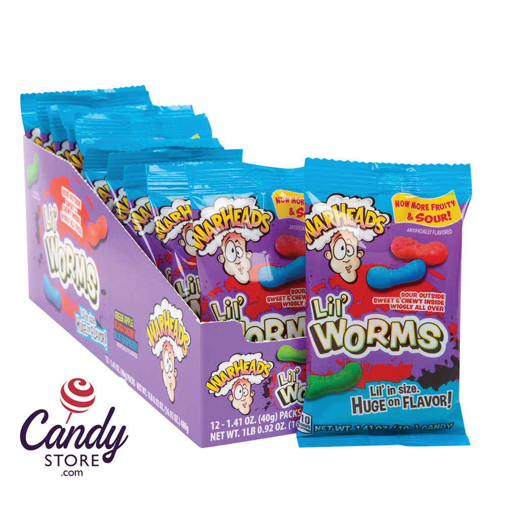 Warheads 12ct Sour/Sweet Worms Bags Inside/Outside